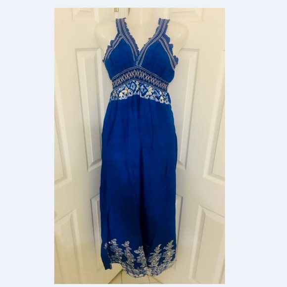 blue boho maxi dress